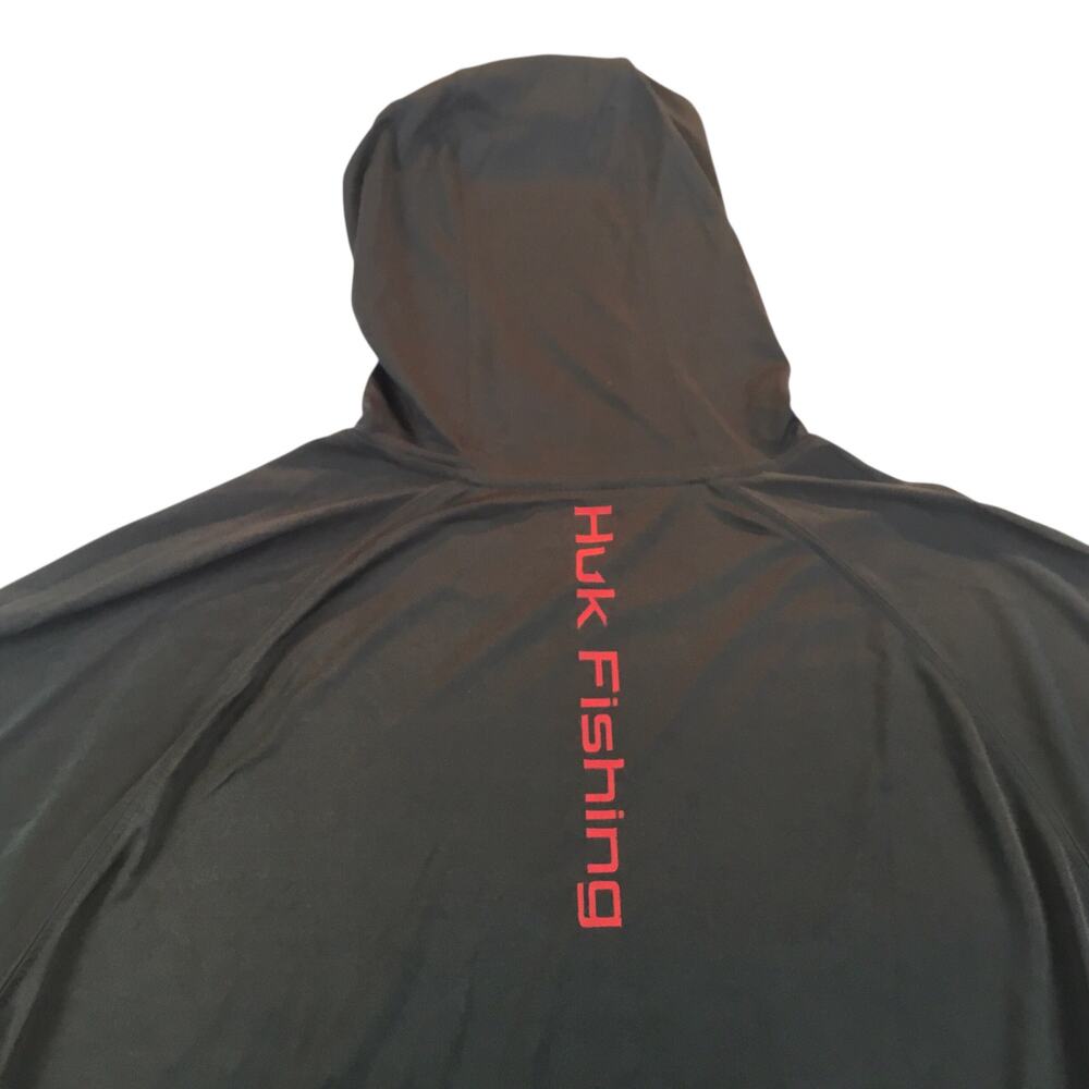 HUK Fishing Hoodie Performance Fabric Gray Red Size X-Large - Picture 6 of 7